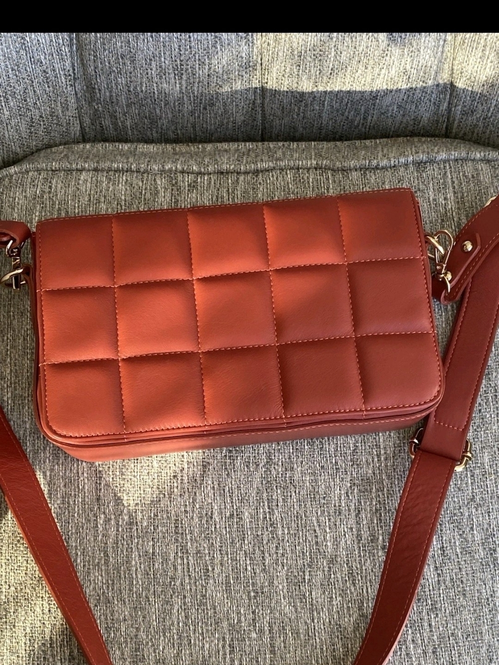 Unica Firenze Genuine Leather Terractta Quilted Crossbody Bag Made In Italy - Picture 5 of 7